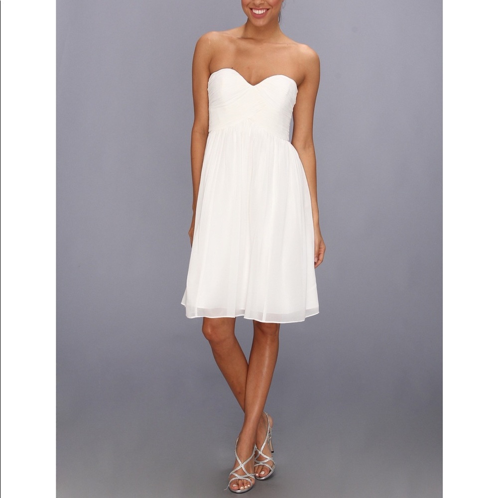 Donna Morgan Morgan Strapless Silk Chiffon Dress